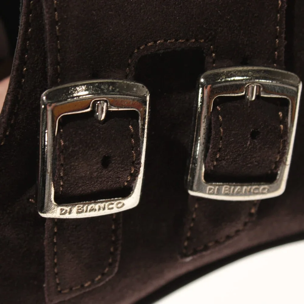 Di Bianco NWOB Double Monk Strap Dress Shoes Size 9 US in Brown Suede